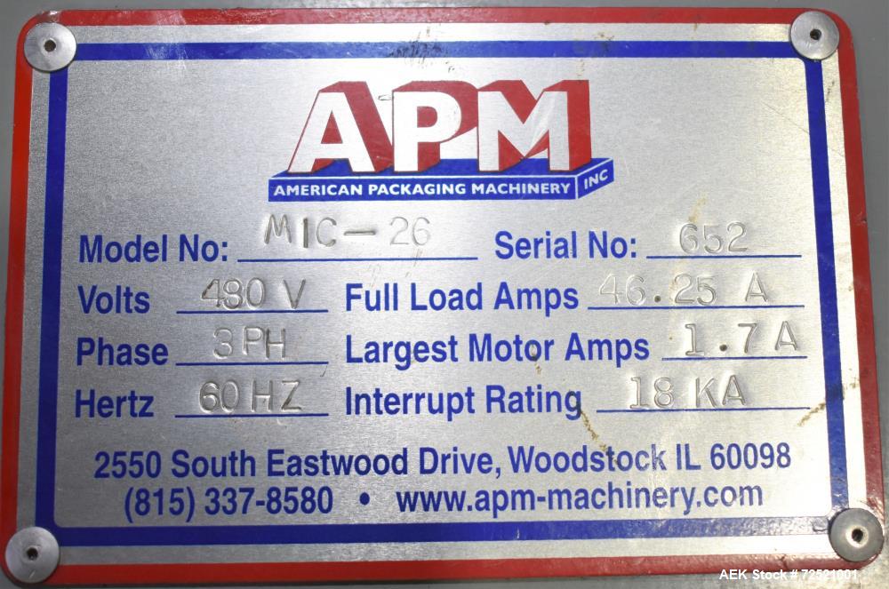 Used American Packaging Machinery (APM) Model MIC-26 Inline Shrink Bundler with